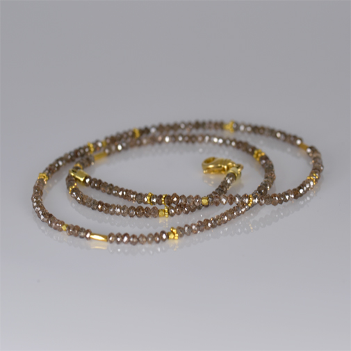 Necklace, 18k gold and natural brow diamonds by jeweler Susanne Lanng - Gl. Skagen